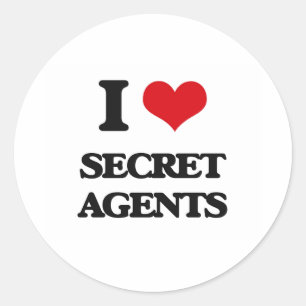 Sticker Rond J'aime les agents secrets