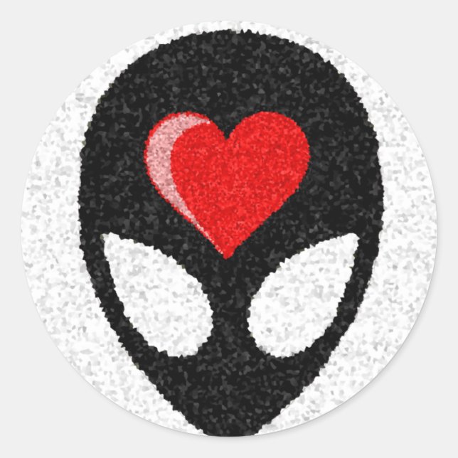 Sticker Rond J'AIME LES aliens ! (Devant)