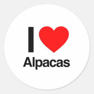 Sticker Rond j'aime les alpacas
