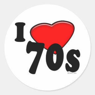 Sticker Rond J'aime les années 70 l'autocollant