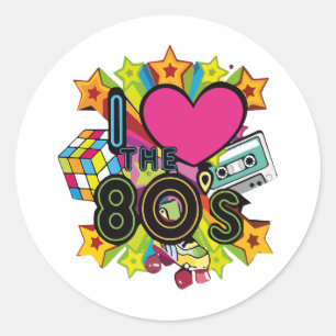 Sticker Rond j'aime les années 80