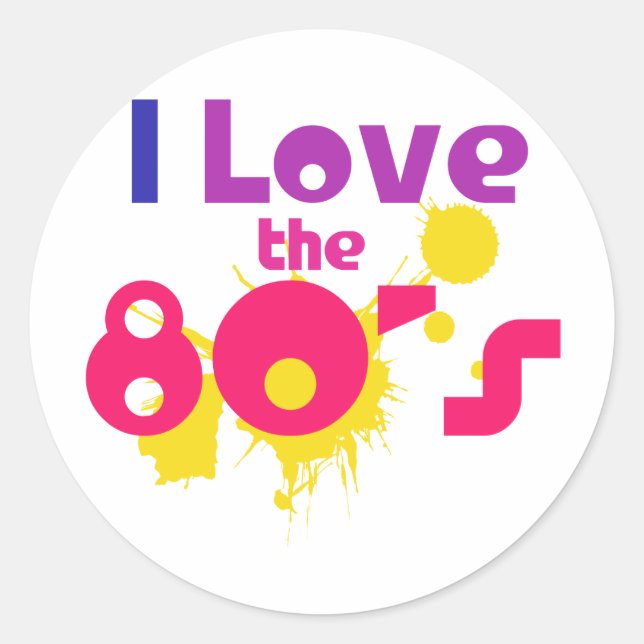 Sticker Rond J'aime les années 80 (Devant)