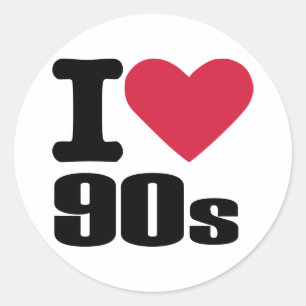Sticker Rond J'aime les années 90