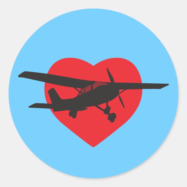 Sticker Rond J'aime les avions (Devant)