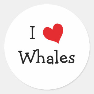 Sticker Rond J'aime les baleines