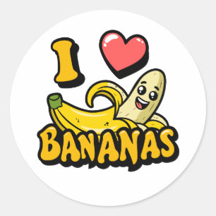 Sticker Rond J'aime les bananes