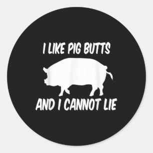 Sticker Rond J'Aime Les Boutons De Cochon Barbecue Bbq