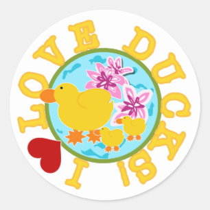 Sticker Rond J'aime les canards