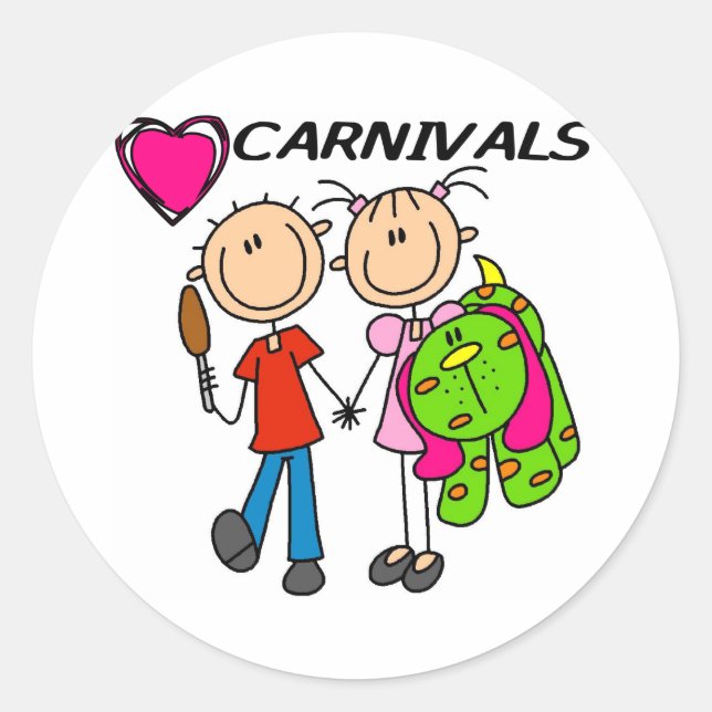 Sticker Rond J'aime les carnavals (Devant)