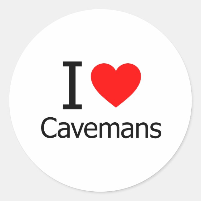 Sticker Rond J'aime les Cavemans (Devant)