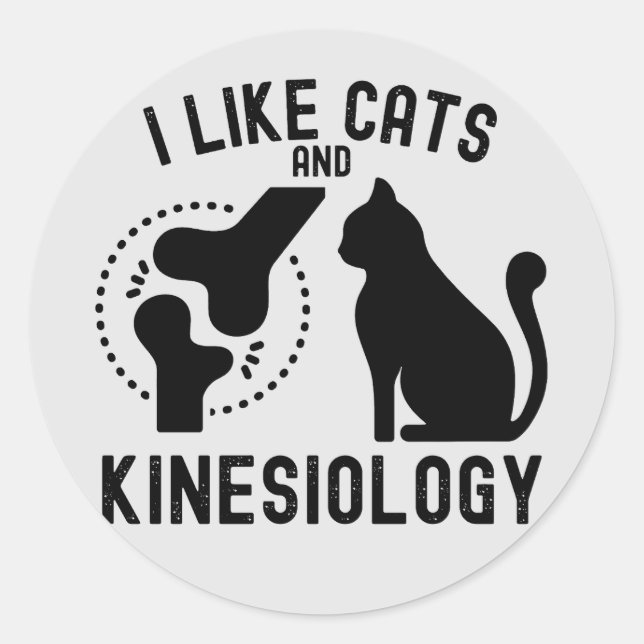 Sticker Rond J'aime les chats et la kinésiologie (Devant)