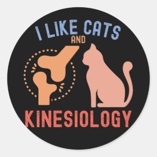 Sticker Rond J'aime les chats et la kinésiologie