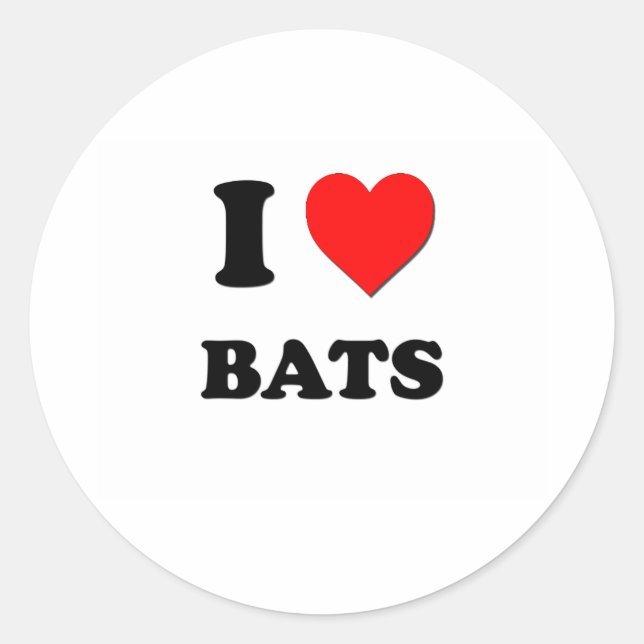 Sticker Rond J'aime les chauves-souris (Devant)