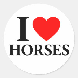 Sticker Rond J'aime les chevaux