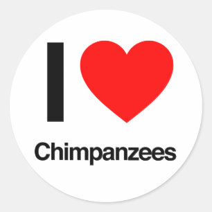 Sticker Rond j'aime les chimpanzés