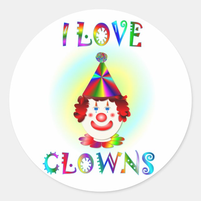 Sticker Rond J'aime les clowns (Devant)