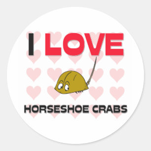 Sticker Rond J'aime les crabes en fer à cheval