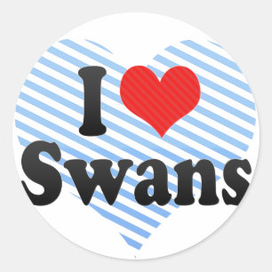 Sticker Rond J'aime les cygnes