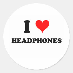 Sticker Rond J'aime les écouteurs