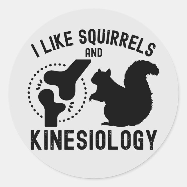 Sticker Rond J'aime les écureuils et la kinésiologie (Devant)
