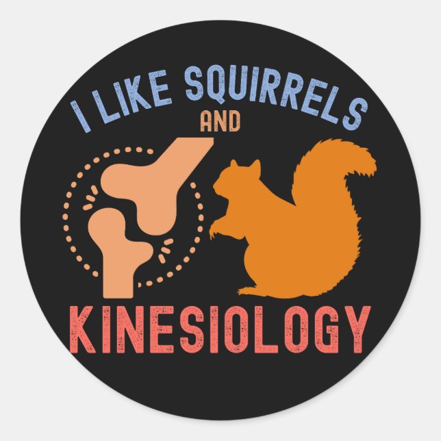 Sticker Rond J'aime les écureuils et la kinésiologie (Devant)