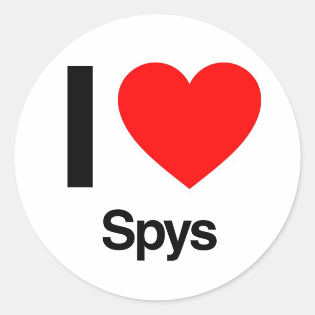 Sticker Rond j'aime les espions (Devant)