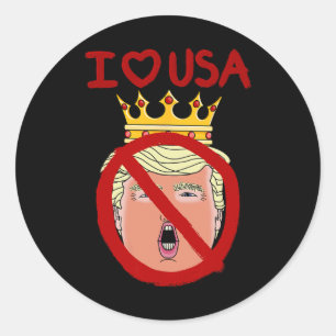 Sticker Rond J'aime les États-Unis anti Trump