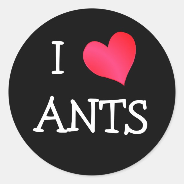 Sticker Rond J'aime les fourmis (Devant)