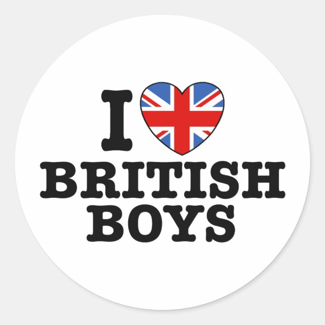 Sticker Rond J'Aime Les Garçons Britanniques (Devant)