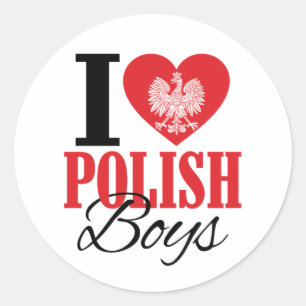 Sticker Rond J'aime les garçons polonais