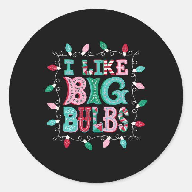 Sticker Rond J'Aime Les Grandes Ampoules Lumières De Noël Match (Devant)