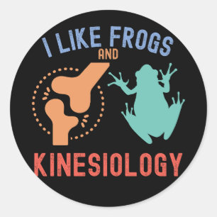 Sticker Rond J'aime les grenouilles et la kinésiologie