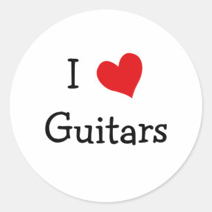 Sticker Rond J'aime les guitares