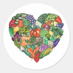 Sticker Rond J'aime les Légumes