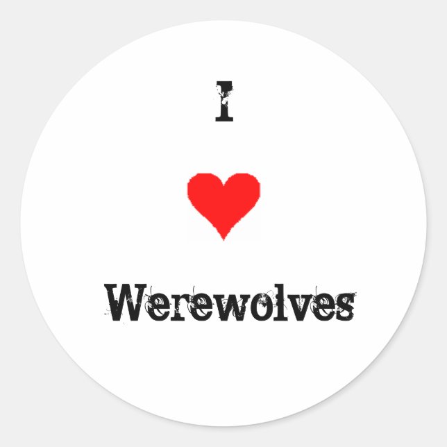 Sticker Rond J'aime les loups-garous (Devant)