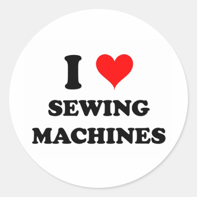Sticker Rond J'Aime Les Machines À Coudre (Devant)