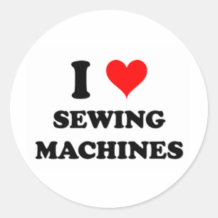 Sticker Rond J'aime les machines à coudre