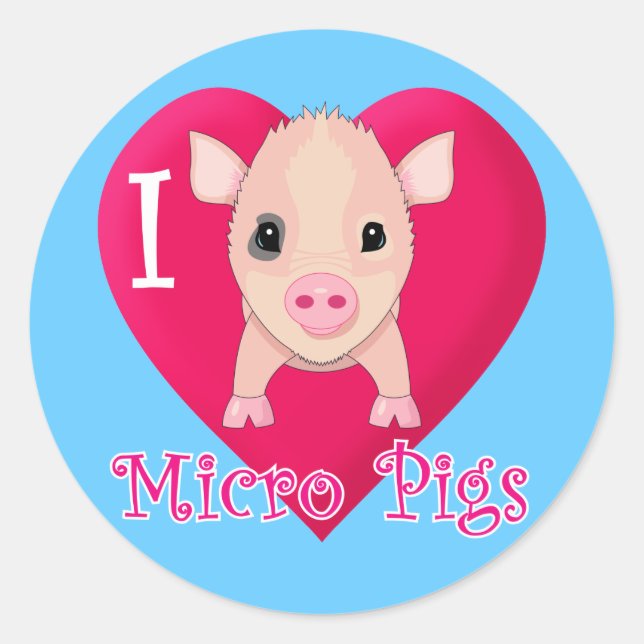 Sticker Rond J'Aime Les Micro Cochons (Devant)
