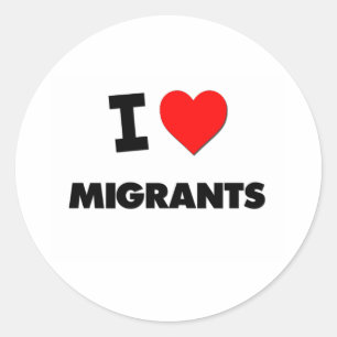 Sticker Rond J'aime les migrants