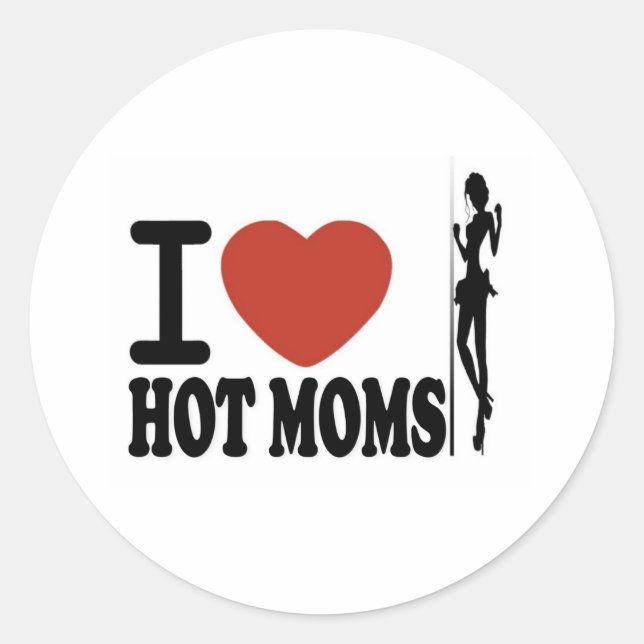 STICKER ROND J'AIME LES MOMS CHAUDES (Devant)