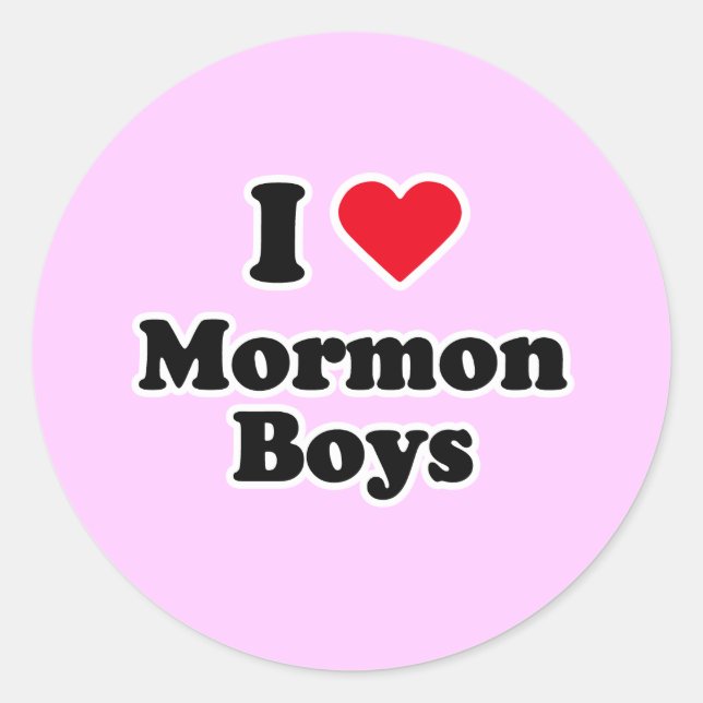 Sticker Rond J'aime les mormon boys (Devant)