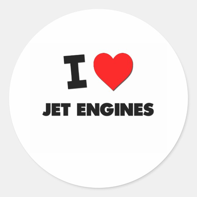 Sticker Rond J'aime les moteurs à jet (Devant)