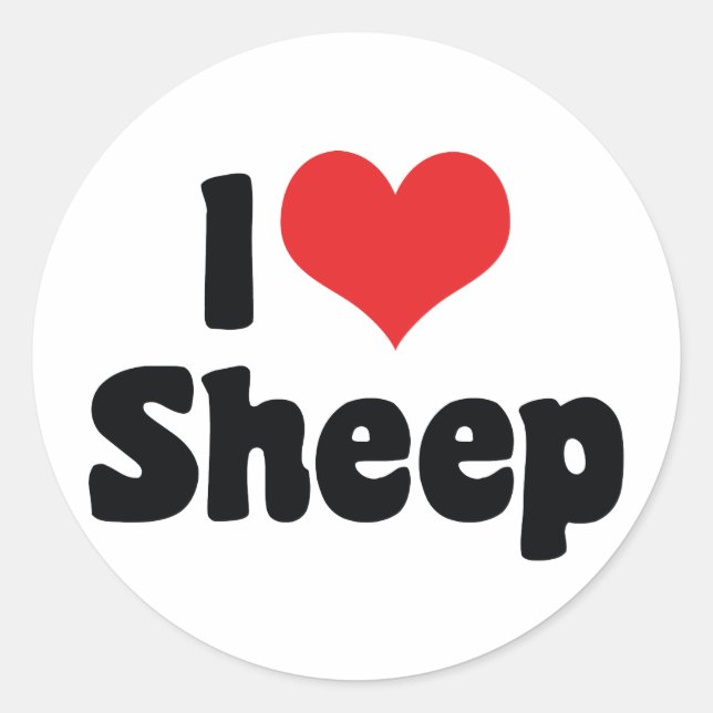 Sticker Rond J'Aime Les Moutons Du Coeur (Devant)