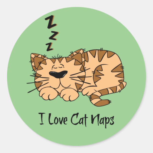 Sticker Rond J'Aime Les Naps De Chat (Devant)