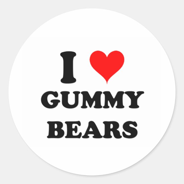 Sticker Rond J'Aime Les Ours Gummy (Devant)