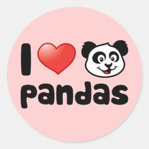 Sticker Rond J'aime les pandas