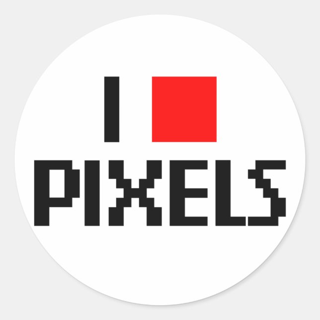 Sticker Rond J'aime les pixels (Devant)