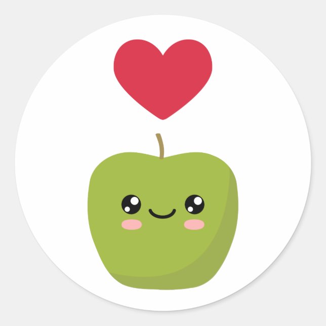 Sticker Rond J'aime les pommes (Devant)