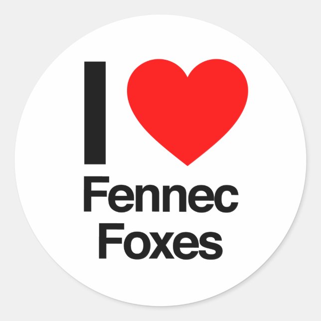 Sticker Rond j'aime les renards de fennec (Devant)