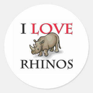 Sticker Rond J'aime les rhinocéros